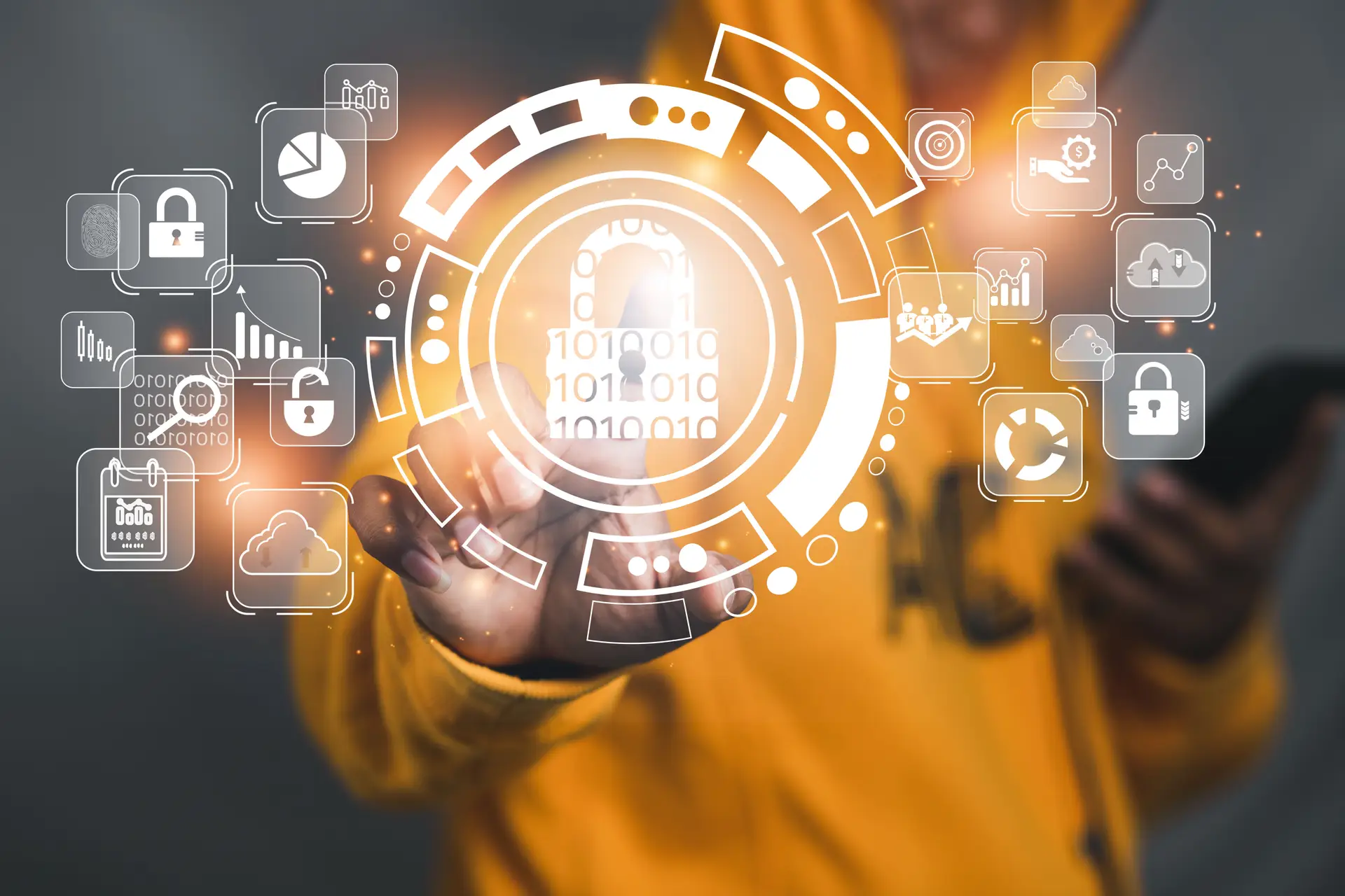 Digital Lock with Businessman