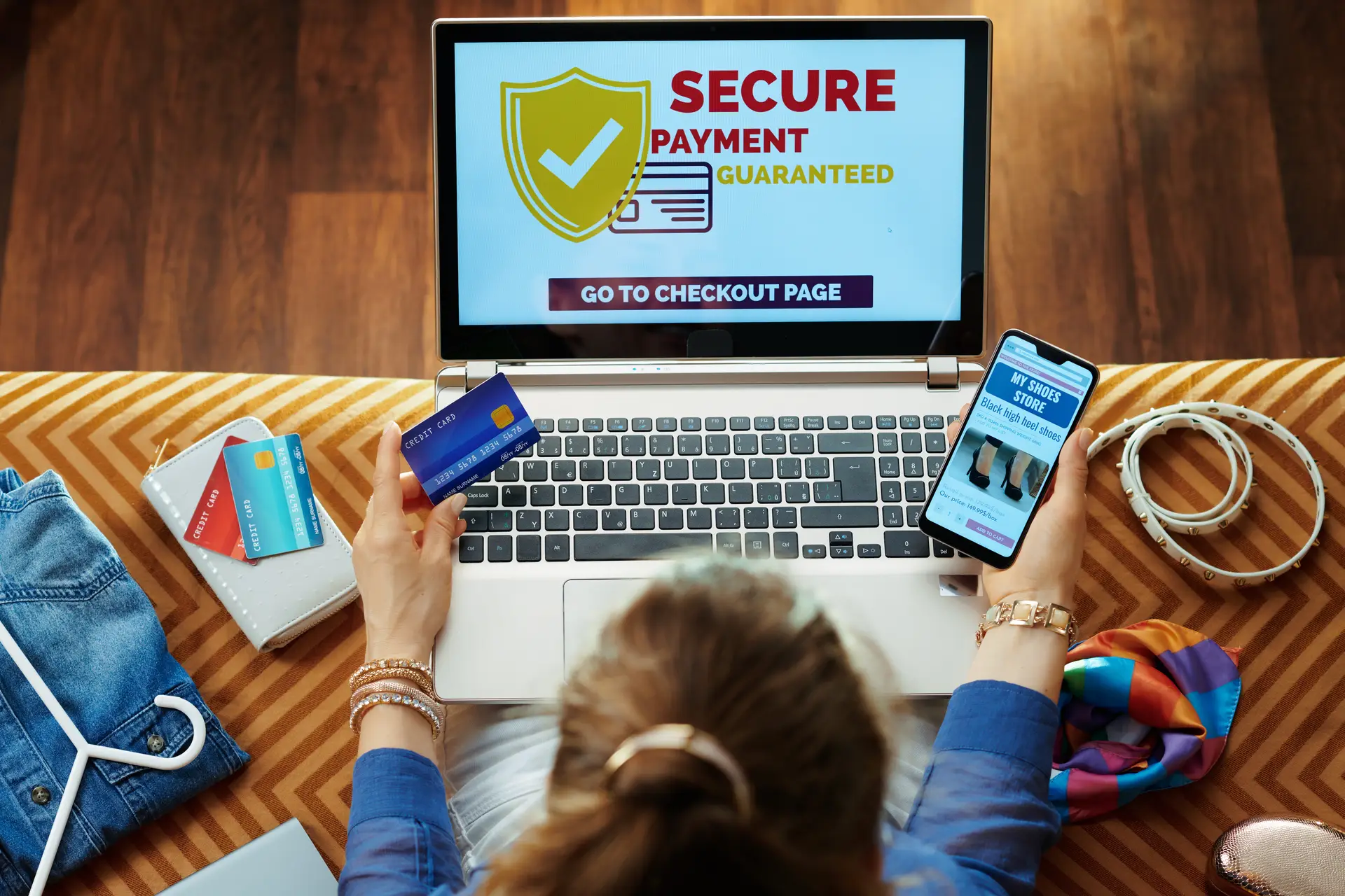 Secure Credit Card Payment on Laptop